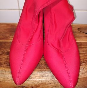 Red Booties 3 inch heels (man made materials)